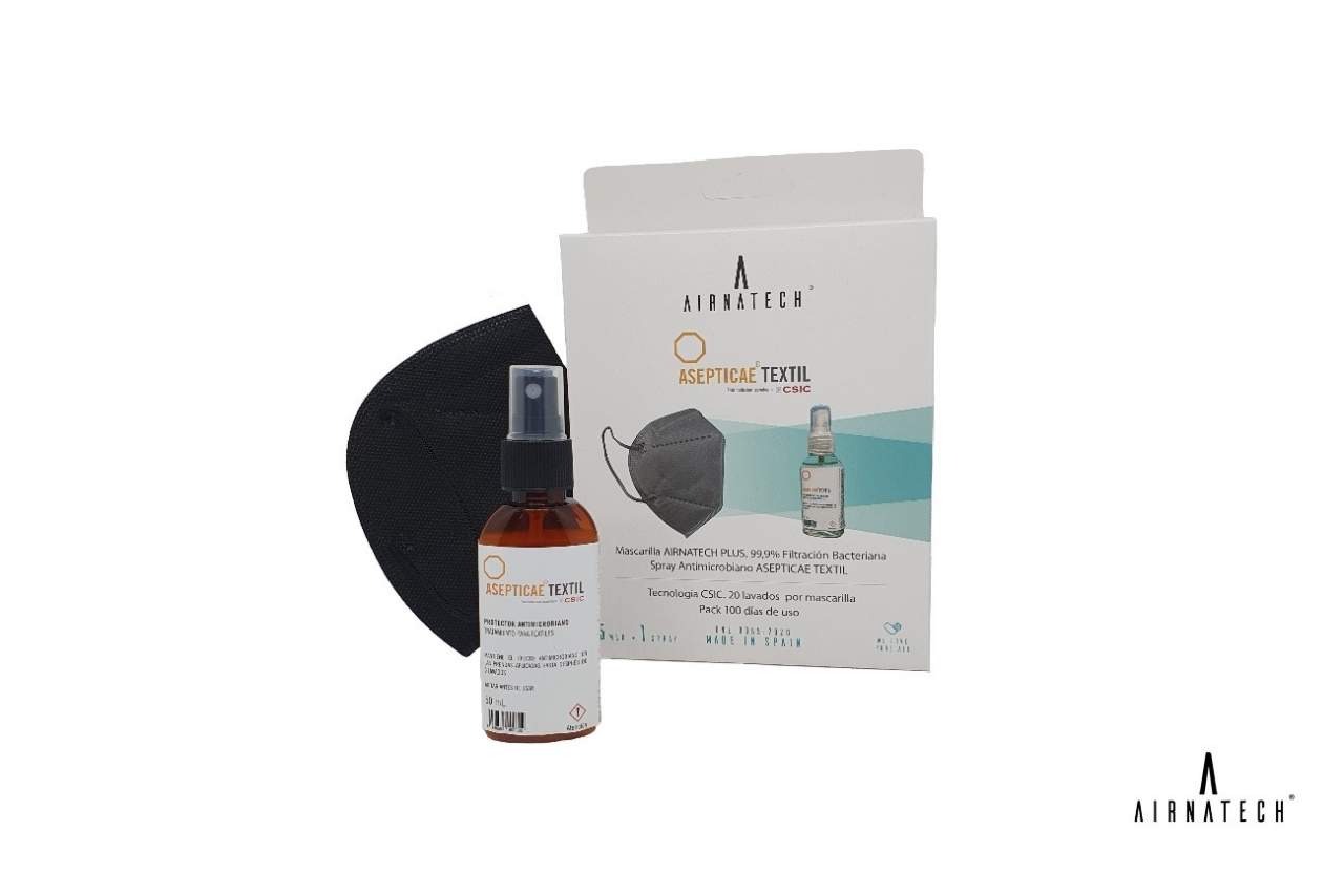 Nuevo pack de mascarilla y spray antimicrobiano del Grupo AIRNATECH