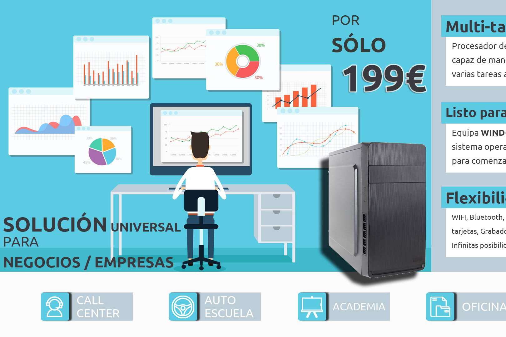 Las ventajas de los ordenadores para oficinas, de uso doméstico y gamers montados a piezas de la mano de PC Gangas