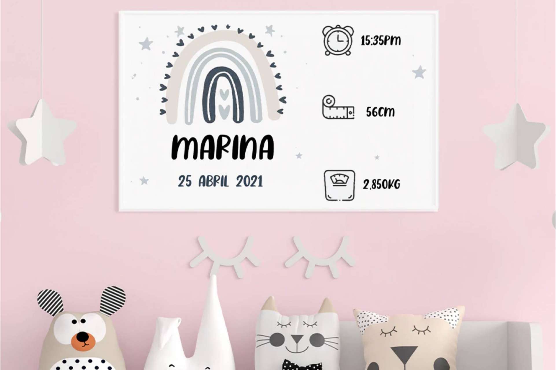 Adquirir un cuadro personalizado para el nacimiento de un bebé en VeAlma