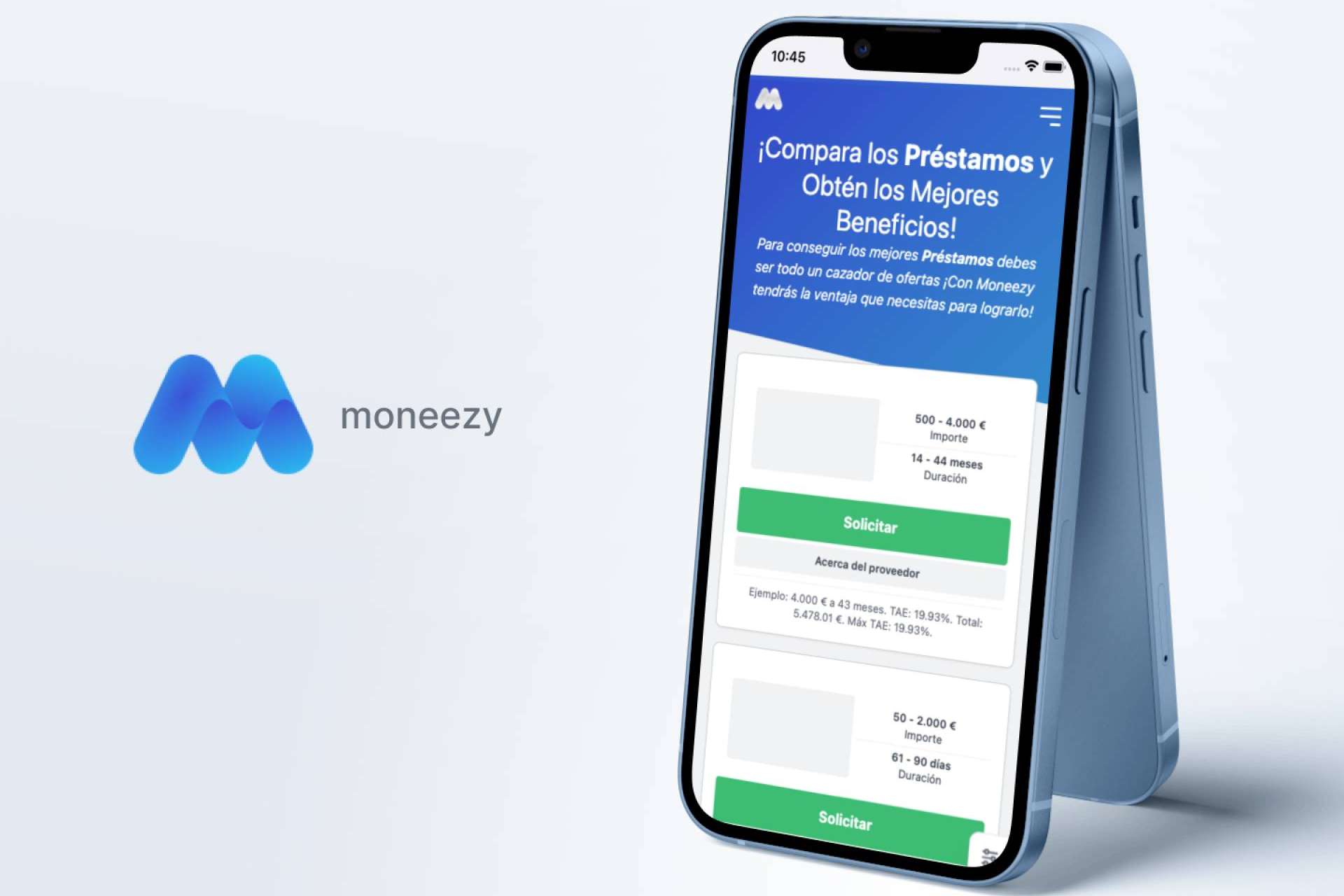 Considerar todos los préstamos por los que optar con Moneezy