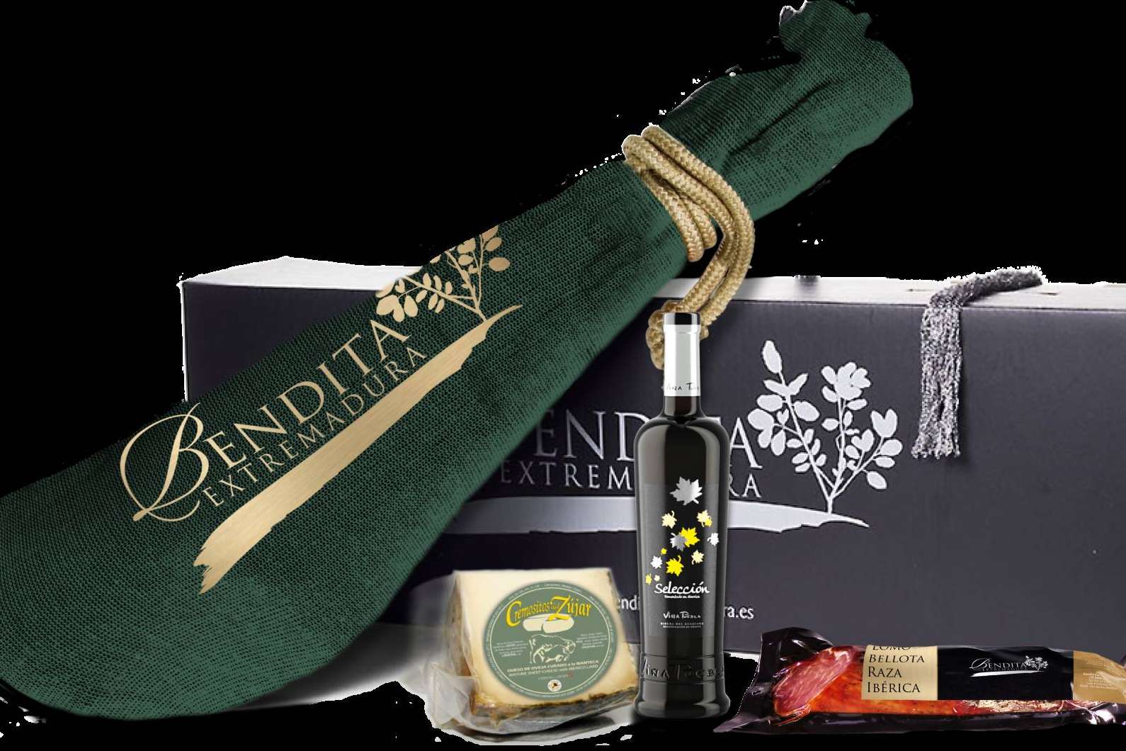 Gran variedad de productos en las cestas gourmet de Bendita Extramadura