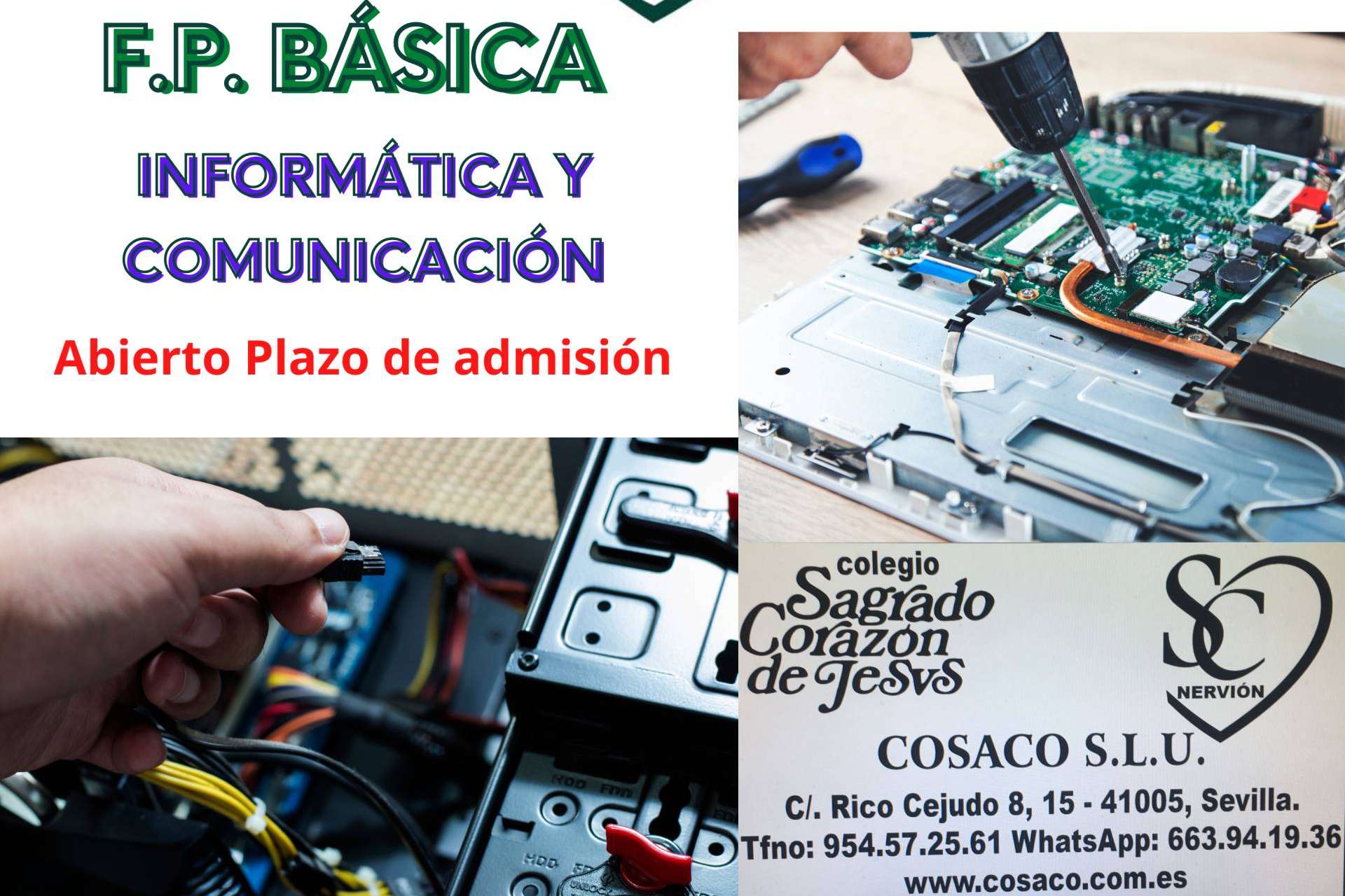 Formación Profesional Básica de Informática. 100 % de éxito en el Colegio Concertado Sagrado Corazón de Jesús en Nervión, Sevilla