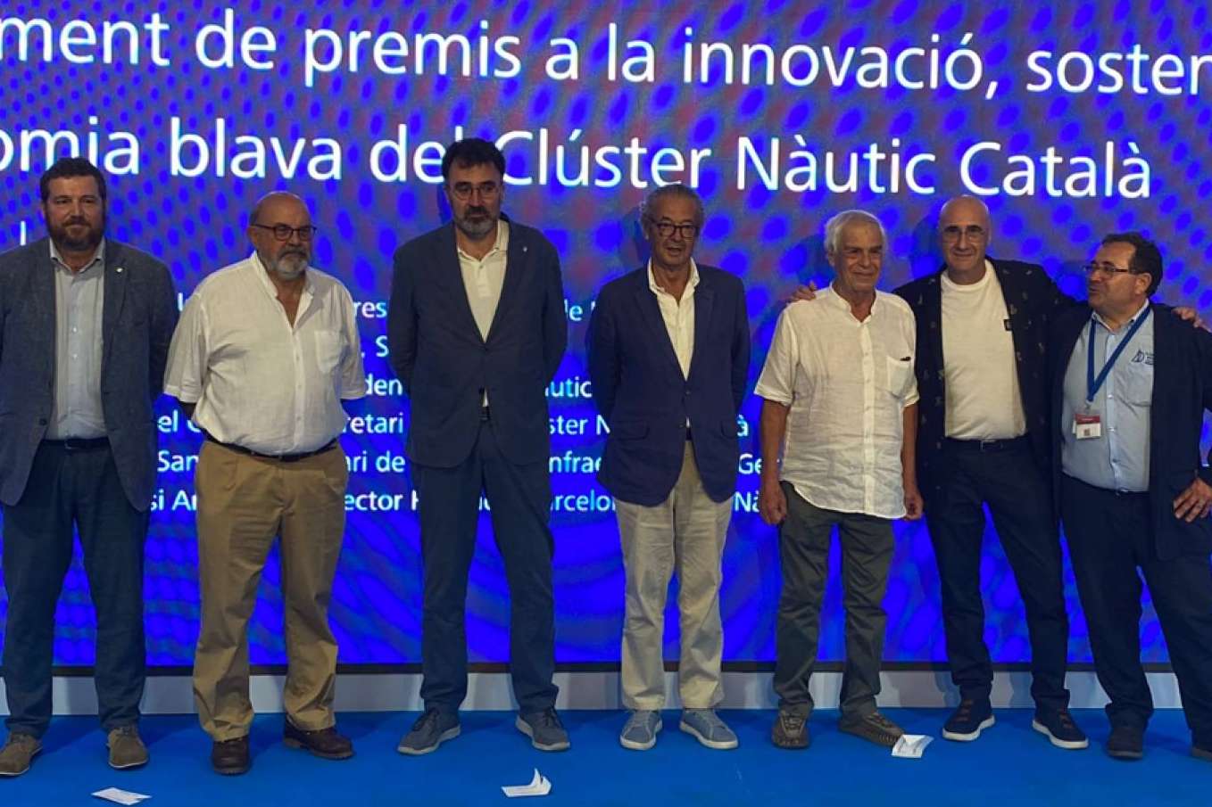 Acto de entrega de las distinciones de socios de honor 2023 a Manel Salart de Motonáutica Manel, Lluís Bosch de Náutica y Yates y Tomeu Darder de Acastimar SL