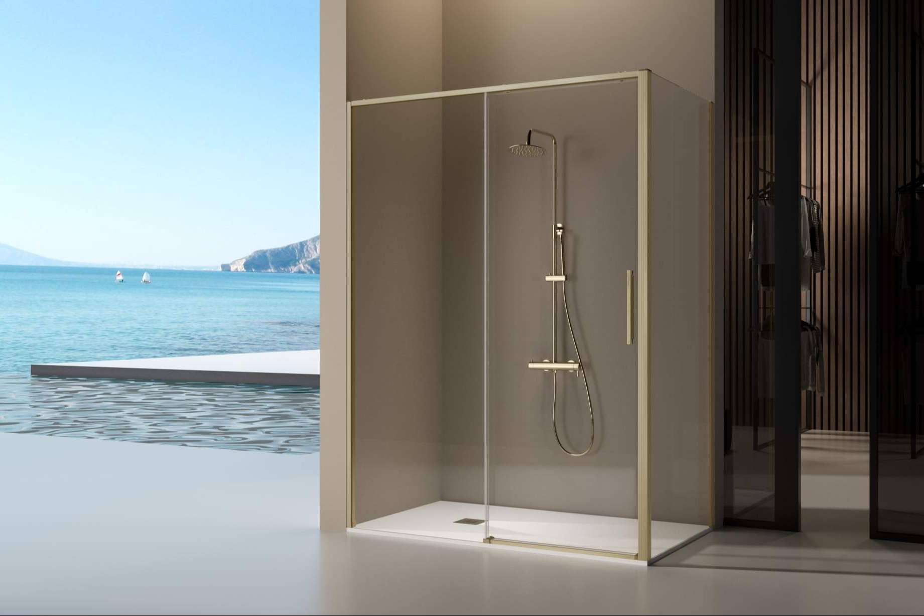 Mamparas Blau ofrece mamparas de baño con perfil negro y de oro cepillado
