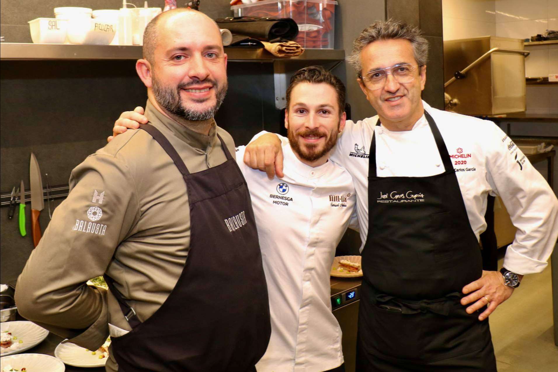 Los chefs Samuel Naveira, Sergio Solano y José Carlos García unieron sus cocinas por un día en MU.NA