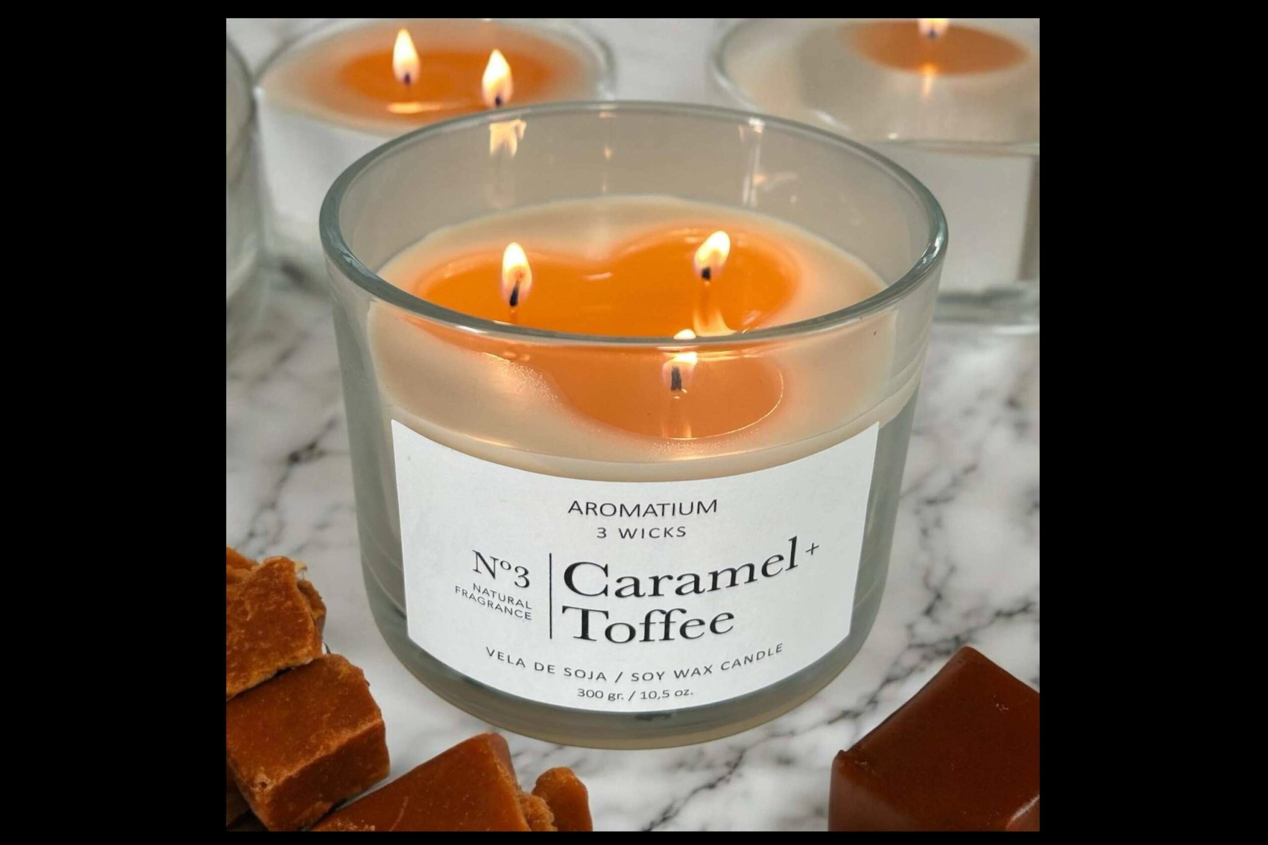 La Boutique de las Velas presenta su vela de soja Aromatium Caramelo+Toffee para ambientar las fiestas